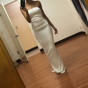 Nicole Bakti strapless ivory gown